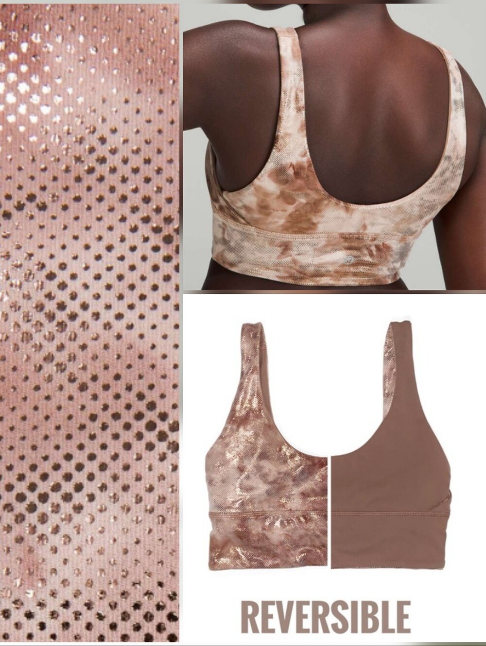 Lululemon Reversible Align Bra Shine A/B Cup Diamond Dye Misty Shell Cacao